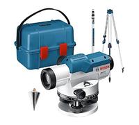 Bosch Professional Optical Level GOL 20 D (20x Magnification, Unit of Measure: 360 Degrees, Range: up to 60m, Measuring Rod GR 500, Tripod BT 160, in Carrying case)