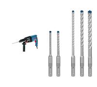 Bosch Professional Rotary Hammer GBH 2-26 F (Including Auxiliary Handle, Quick Change Chuck, Depth Stop) + 5X Expert SDS plus-7X Hammer Drill Bit Set (for Soft Stone, Hard Stone, Ø 5-10 mm)
