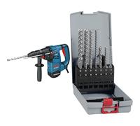 Bosch Professional Rotary Hammer with SDS Plus GBH 3-28 DFR + 7X PRO SDS plus-5X Hammer Drill Bit Set (for Concrete, Lime and Sand Bricks, Ø 5-12 mm)