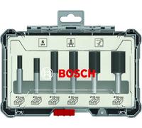 Bosch Professional Router Bit Set 6 Pcs Straight 1/4" Shank 6-Piece Straight Router Bit Set.