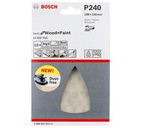 Bosch Professional Set of 10 Triangular Sanding Pads M480 Best for Wood and Paint (Wood and Paint, Ø 115 mm, grit G240, Accessories for Delta Sander)