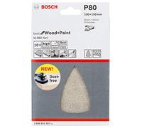 Bosch Professional Set of 10 Triangular Sanding Pads M480 Best for Wood and Paint (Wood and Paint, Ø 115 mm, grit G80, Accessories for Delta Sander)