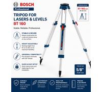 Bosch Professional Tripod For Lasers & Levels BT 160 Height 97-160 cm thread 5/8