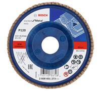 Bosch 2608601273 Straight K120 Flap Disc for Metal, 0 V, Black/Red, 115 mm