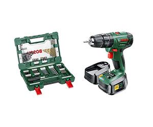 Bosch PSB 1800 LI-2 Cordless Combi Drill with Two 18 V Lithium-Ion Batteries and 91 Piece sccessory Set