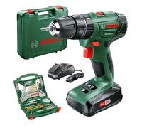 Bosch PSB 1800 LI-2 Cordless Combi Drill with two 18 V Lithium-Ion Battery with a 70 Piece Accessory Set