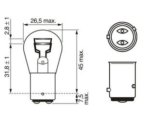 Bosch Pure/Lt P21/4W 12V Baz15D Trade Pk Part No - 1987302215