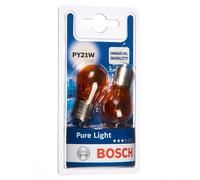 Bosch PY21W (581) Pure Light Car Light Bulbs - 12 V 21 W BAU15s - 2 Bulbs, Ye...