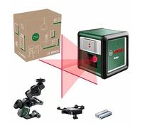 Bosch Cross line Laser Quigo with Universal clamp MM 2 (Easy and Precise Alignment with Flexible Positioning of the Tool Thanks to the Universal clamp, in E-Commerce Cardboard Box)