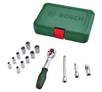 Bosch Ratchets / 1/4" Drive Socket Set 14-Piece (High-Quality, Versatile Drive Socket Set for Multiple DIY Tasks; Ergonomic, Soft Grip Handle; Magnetic Bits Holder)