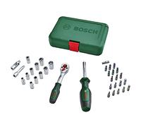 Bosch Ratchets / 1/4" Drive Socket Set 34-Piece (Versatile Drive Socket Set for Multiple DIY Tasks; Ergonomic, Soft Grip Handle; Magnetic Bits Holder)