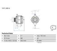 Bosch Car Alternator 12V fits Citroën C1 II 2014-2021 1.0