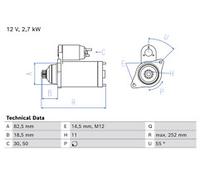Starter Motor fits TOYOTA HILUX Mk8 2.4D 2015 on 2GD-FTV Bosch 281000L050 New