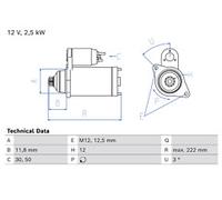 Starter Motor fits VW AMAROK 2.0D 10 to 22 Bosch 2H0911023F VOLKSWAGEN Quality