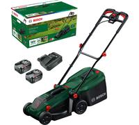 Bosch ROTAK 18V-32 P4A 18v Cordless Brushless Rotary Lawnmower 320mm 2 x 4ah Li-ion Battery Charger