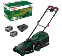 Bosch ROTAK 18V-34 P4A 18v Cordless Brushless Rotary Lawnmower 340mm 2 x 6ah Li-ion Battery Charger