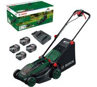 Bosch ROTAK 18V2-38 P4A 36v Cordless Brushless Rotary Lawnmower 380mm 4 x 4ah Li-ion Twin Battery Charger