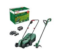 Bosch EASYMOWER P4A 18v Cordless Rotary Lawnmower and Grass Trimmer Kit 1 x 4ah Li-ion Battery Charger