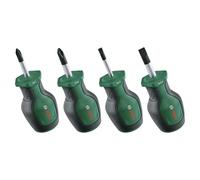 Bosch Screwdriver Stubby Set 4-Piece (Compact Screwdrivers for Fastening in Tight Spaces; PH/SL; S2 Steel; High Torque; Colour-Coded; Magnetic Tip; Ergonomic Softgrip)