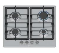 Bosch, Series 4, PGP6B5K90 60cm Gas Hob with 4 burners, 2 Dishwasher suitable cast iron pan supports, new standard sword dials, Front control