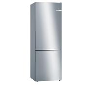 Bosch Series 6 KGE49AICAG Fridge Freezer, VitaFresh, LowFrost, Inox Look | 201x70 fridge freezer, LED light, Chrome bottle rack, Integrated vertical handles, 70/30 split