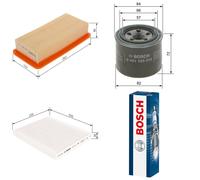 Bosch Service Kit with Air, Oil & Cabin Filters and Spark P fits Kia Magentis II