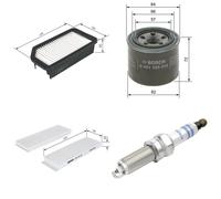Bosch Service Kit with Air, Oil & Cabin Filters and Spark Plu fits Hyundai I20 I