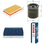 Bosch Service Kit with Air, Oil & Cabin Filters and Spark Plu fits Nissan Almera