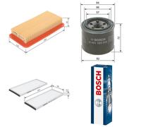 Bosch Service Kit with Air, Oil & Cabin Filters and Spark Plug fits Hyundai Getz