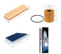 Bosch Service Kit with Air, Oil & Cabin Filters and Spark Plug fits Peugeot 206+
