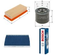 Bosch Service Kit with Air, Oil & Cabin Filters and Spark Plugs fits Kia Rio II