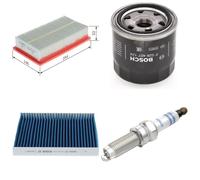 Bosch Service Kit with Air, Oil & Cabin Filters and Spark Plugs fits Kia Rio IV
