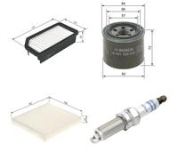 Bosch Service Kit with Air, Oil & Cabin Filters and Spark Plugs fits Kia Soul I