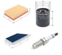 Bosch Service Kit with Air, Oil & Cabin Filters and Spark Plugs fits Peugeot 206