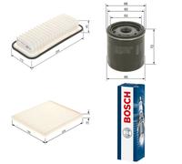 Bosch Service Kit with Air, Oil & Cabin Filters and Spark Plugs fits Toyota Vitz