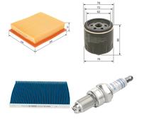 Bosch Service Kit with Air, Oil & Cabin Filters and Spark Plugs fits VW Golf