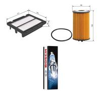 Bosch Service Kit with Air & Oil Filters and Spark Plugs fits Chevrolet Kalos