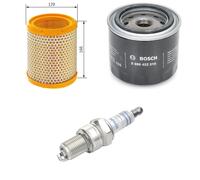 Bosch Service Kit with Air & Oil Filters and Spark Plugs fits Daewoo Tico