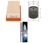 Bosch Service Kit with Air & Oil Filters and Spark Plugs fits Fiat Uno 1986-2006