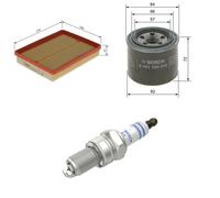 Bosch Service Kit with Air & Oil Filters and Spark Plugs fits Kia Magentis I