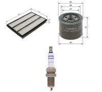 Bosch Service Kit with Air & Oil Filters and Spark Plugs fits Mitsubishi Pajero