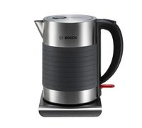 Bosch Silicone TWK7S03GB Electric Cordless Kettle with 1.7L Capacity and Fast Boil, Removable Limescale Filter, Stainless Steel/Black