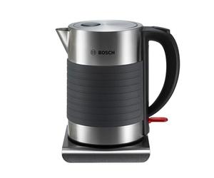 Bosch Silicone TWK7S03GB Electric Cordless Kettle with 1.7L Capacity and Fast Boil, Removable Limescale Filter, Stainless Steel/Black