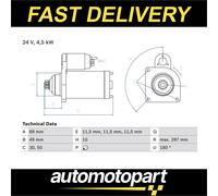 BOSCH 0986022940 Starter 297mm Length Clockwise Rotation Fits IVECO MITSUBISHI