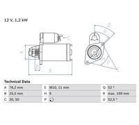 BOSCH 0 986 020 890 Starter motor