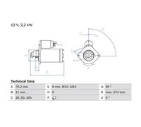 Starter Motor 0986012620 Bosch 12411287788 12411288166 12411289520 12412242231