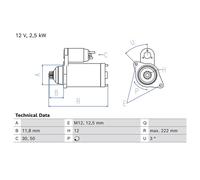 Starter Motor fits VW AMAROK 2.0D 10 to 22 Bosch 2H0911023F VOLKSWAGEN Quality