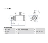 Bosch Starter Motor 0986018940 069911023J 069911023JX 069911023M 069911023MX