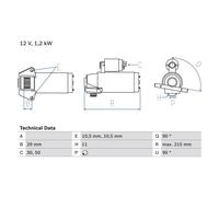 BOSCH 0986023570 Starter Fits Ford C-Max Focus Focus C-Max Galaxy Kuga Volvo C30