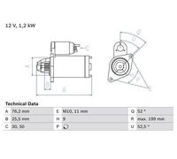 BOSCH Starter Motor for BMW 116i N45B16A 1.6 Litre June 2004 to June 2011